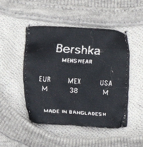 Mens UK Size M Bershka Grey Pullover Sweatshirt