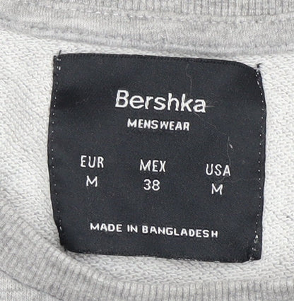 Mens UK Size M Bershka Grey Pullover Sweatshirt