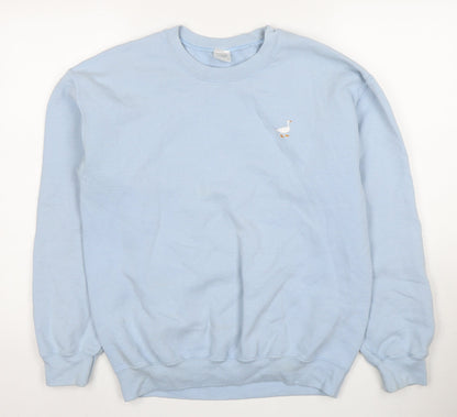 G&G Medium Blue Cotton Pullover Sweatshirt for Unisex Adults