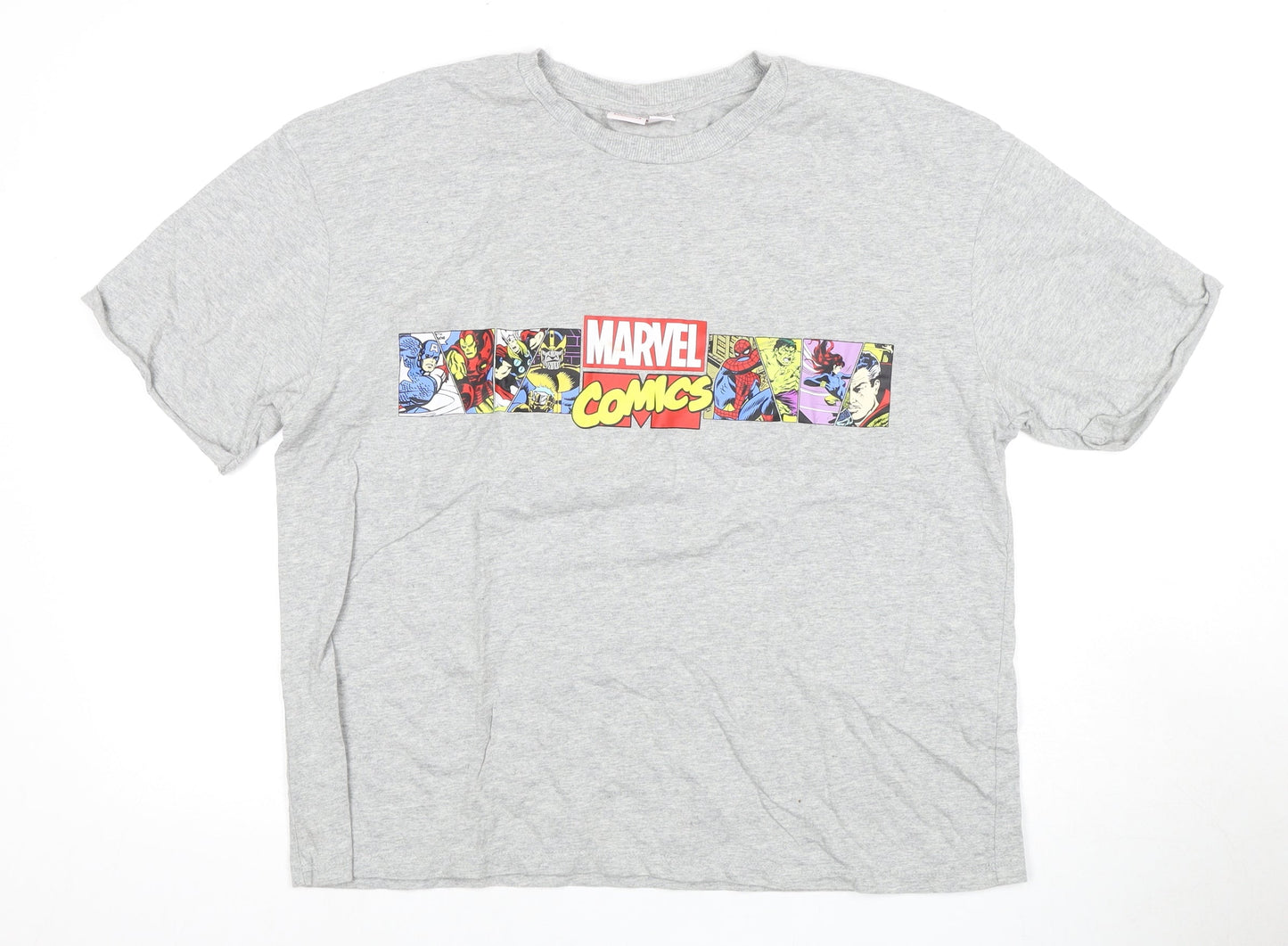 Unisex Adults UK Size L Marvel Grey Jersey T-Shirt