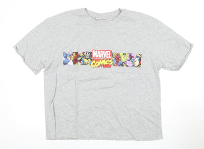 Unisex Adults UK Size L Marvel Grey Jersey T-Shirt