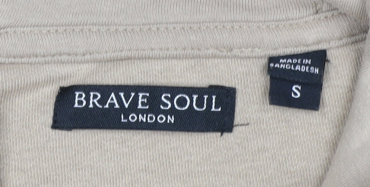 Mens UK Size S Brave Soul Beige Pullover Hoodie