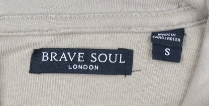 Mens UK Size S Brave Soul Beige Pullover Hoodie