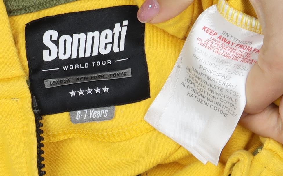 Sonneti Boys Yellow Full Zip Hoodie, Size 6-7