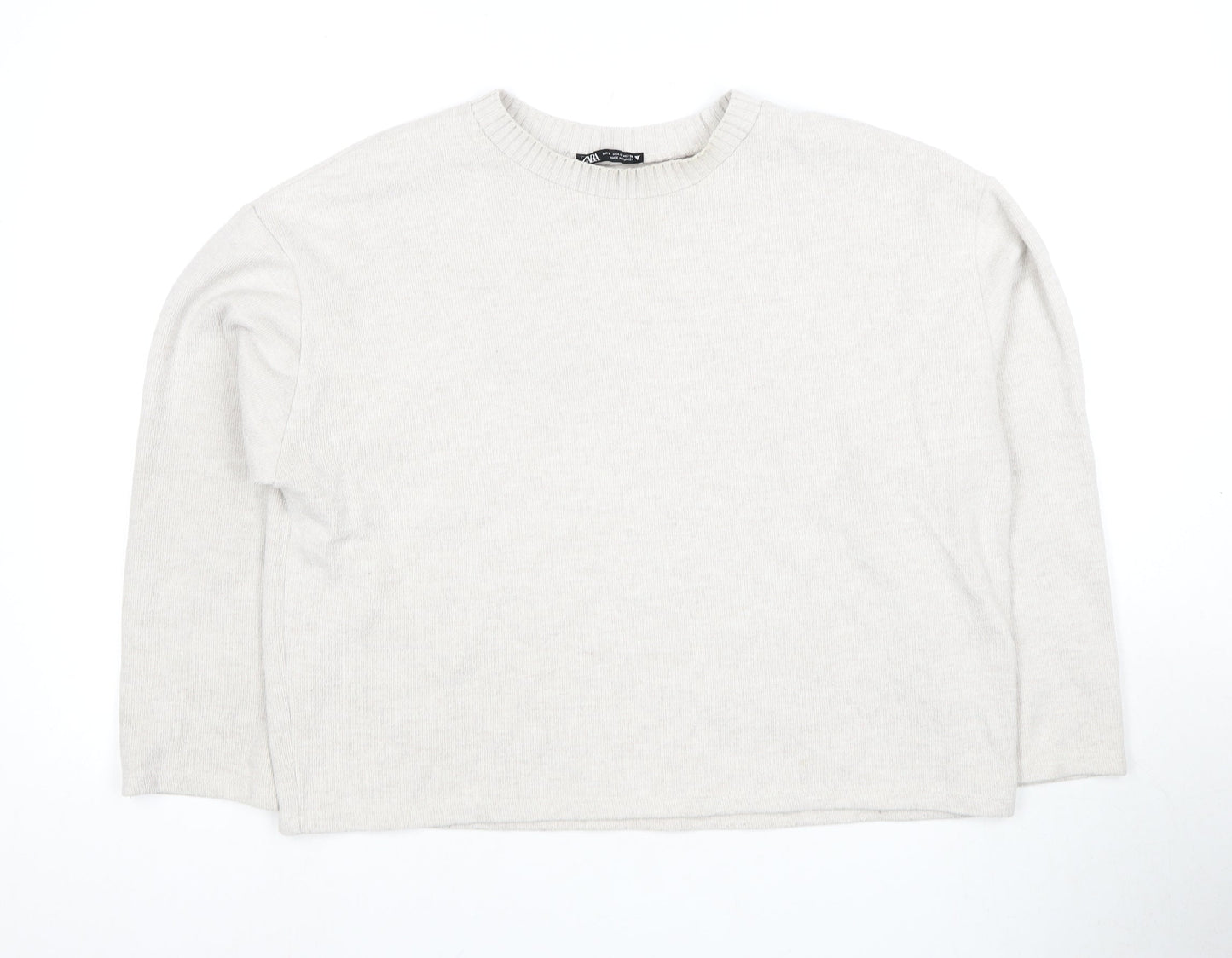 Zara Women's Ivory Pullover Sweatshirt Large