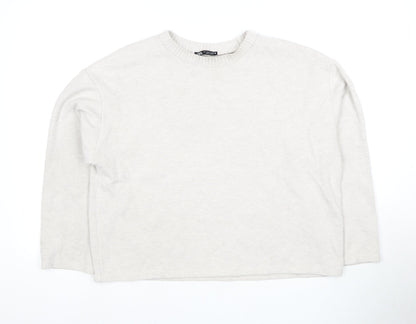 Zara Women's Ivory Pullover Sweatshirt Large