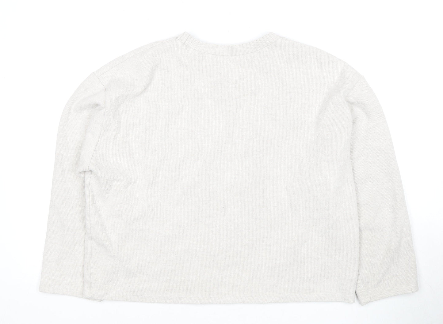 Zara Women's Ivory Pullover Sweatshirt Large