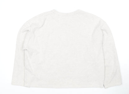 Zara Women's Ivory Pullover Sweatshirt Large