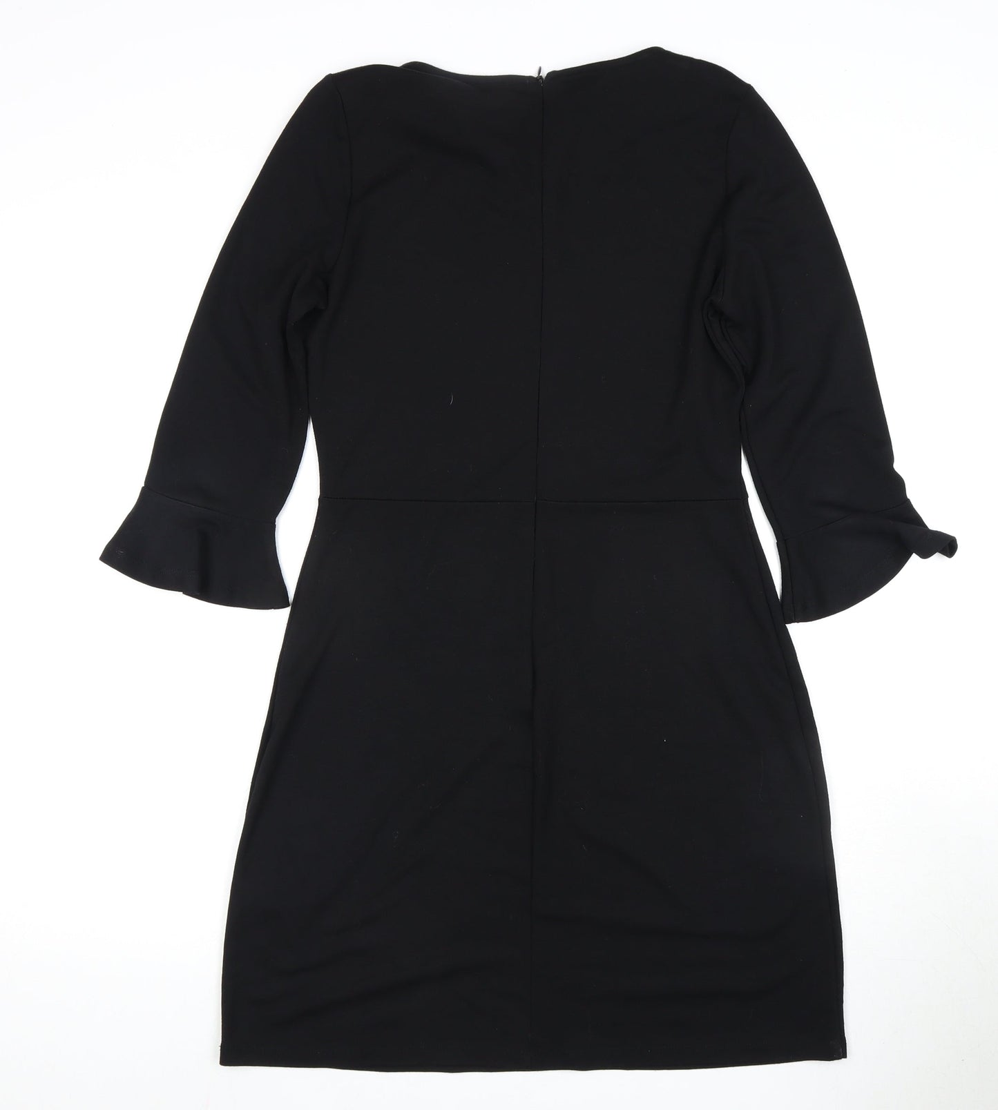 Oasis Women's Black Dress M, 3/4 Sleeve, Round Neck