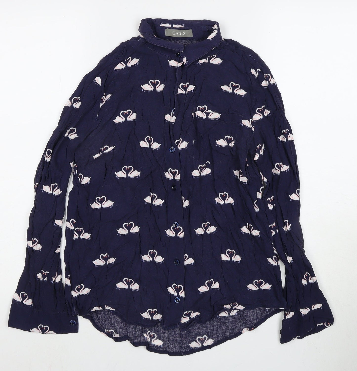 Womens UK Size 10 Oasis Blue Basic Blouse