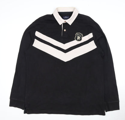 Marks and Spencer Men's Black Long Sleeve Polo Shirt L