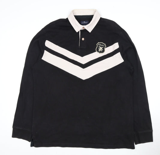 Marks and Spencer Men's Black Long Sleeve Polo Shirt L
