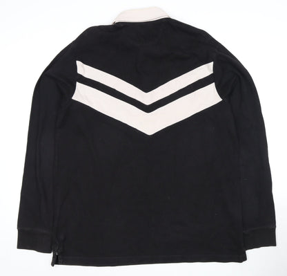 Marks and Spencer Men's Black Long Sleeve Polo Shirt L