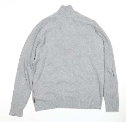 URBAN DISTRICT Men's Grey Henley Jumper Size L
