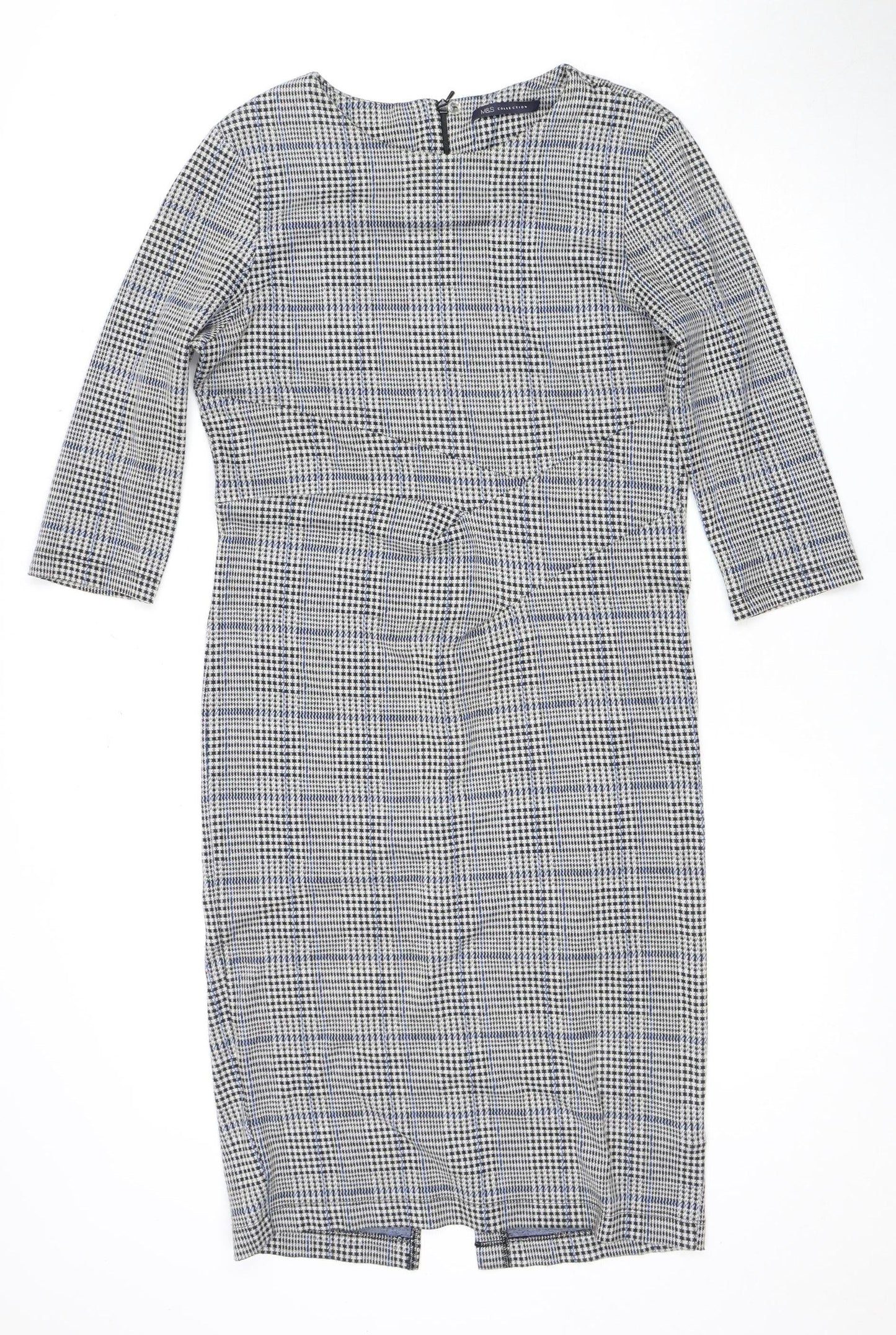 Marks and Spencer Women's Grey Check Pencil Dress, Size 12