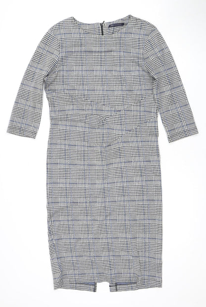Marks and Spencer Women's Grey Check Pencil Dress, Size 12