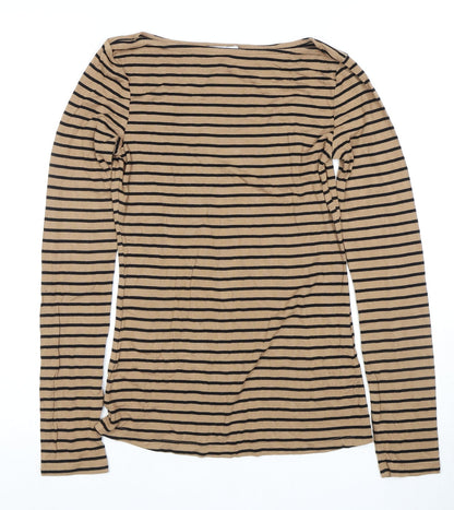 Womens UK Size 6 Warehouse Beige Basic T-Shirt