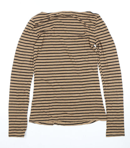 Womens UK Size 6 Warehouse Beige Basic T-Shirt