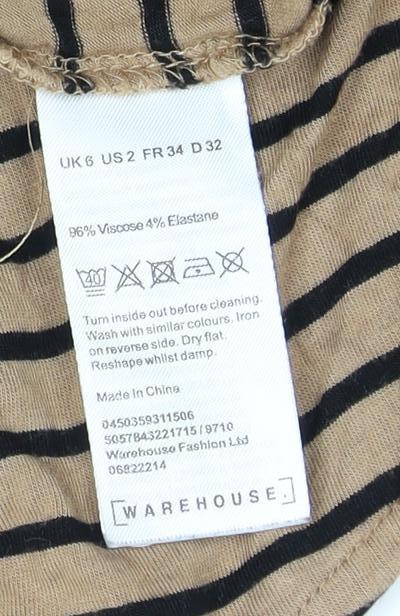 Womens UK Size 6 Warehouse Beige Basic T-Shirt