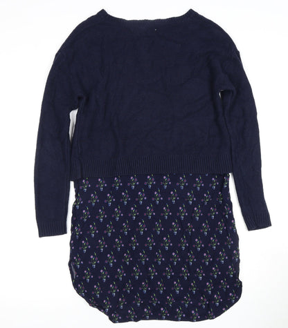 White Stuff Women's Blue Floral Jumper Dress Size 8