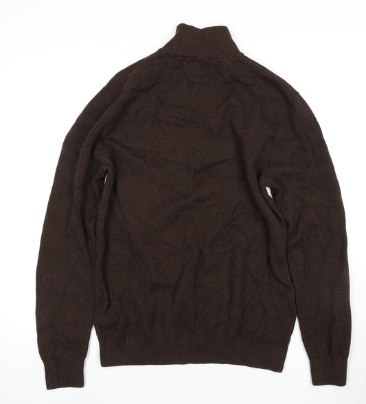 Next Men's Brown Pullover M Cotton High Neck Jumper