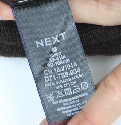 Next Men's Brown Pullover M Cotton High Neck Jumper