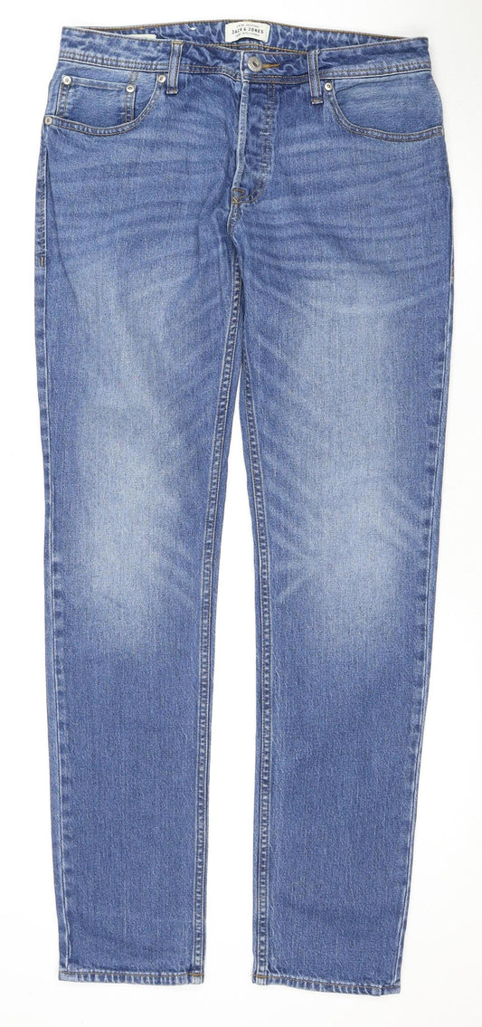 Jack & Jones Men's Blue Straight Jeans Size 34