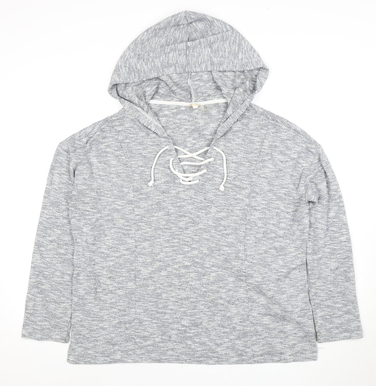 Roxy Women's Grey Pullover Hoodie, Size 12, Lace-Up