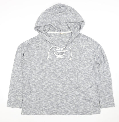 Roxy Women's Grey Pullover Hoodie, Size 12, Lace-Up