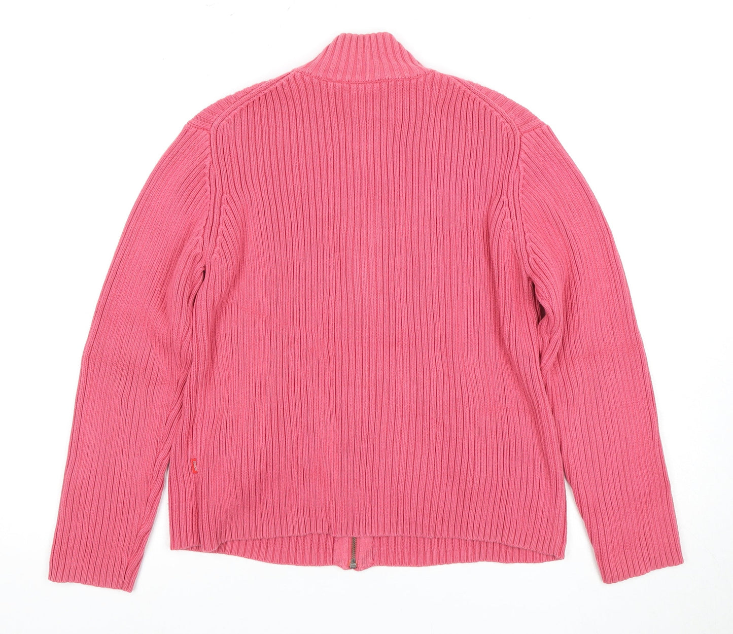 Luckyport Women's Pink Cardigan Size 2 Full Zip Cotton