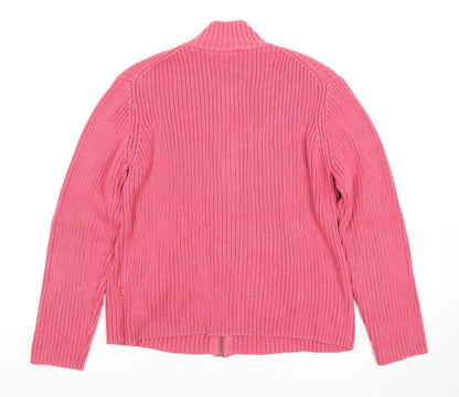 Luckyport Women's Pink Cardigan Size 2 Full Zip Cotton
