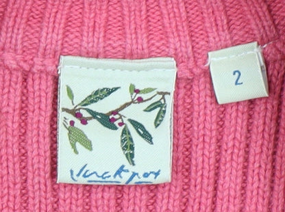 Luckyport Women's Pink Cardigan Size 2 Full Zip Cotton