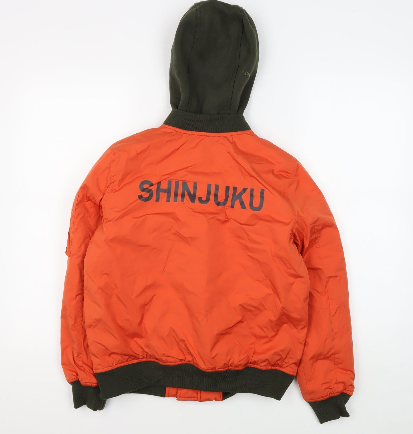 Zara Boys Orange Bomber Jacket, Hooded, Size 10