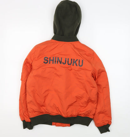 Zara Boys Orange Bomber Jacket, Hooded, Size 10