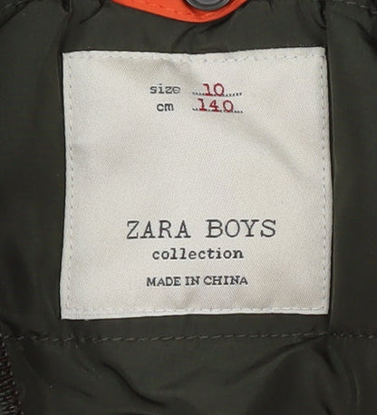 Zara Boys Orange Bomber Jacket, Hooded, Size 10