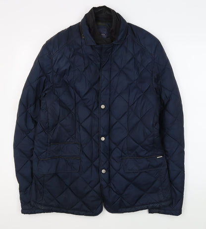 Zara Quilted Men's Blue Jacket, L, Mid-Length, Casual