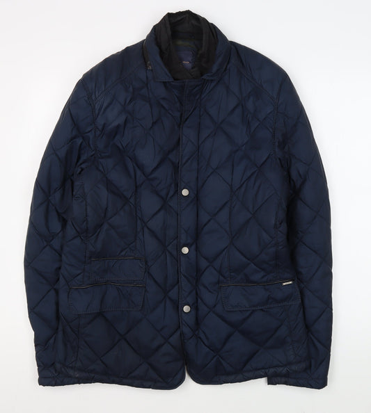 Zara Quilted Men's Blue Jacket, L, Mid-Length, Casual