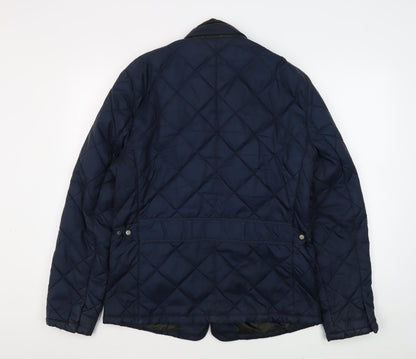 Zara Quilted Men's Blue Jacket, L, Mid-Length, Casual