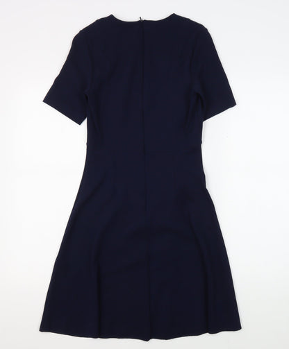 Whistles Women's Blue Fit & Flare Knee Length Dress, Size 8