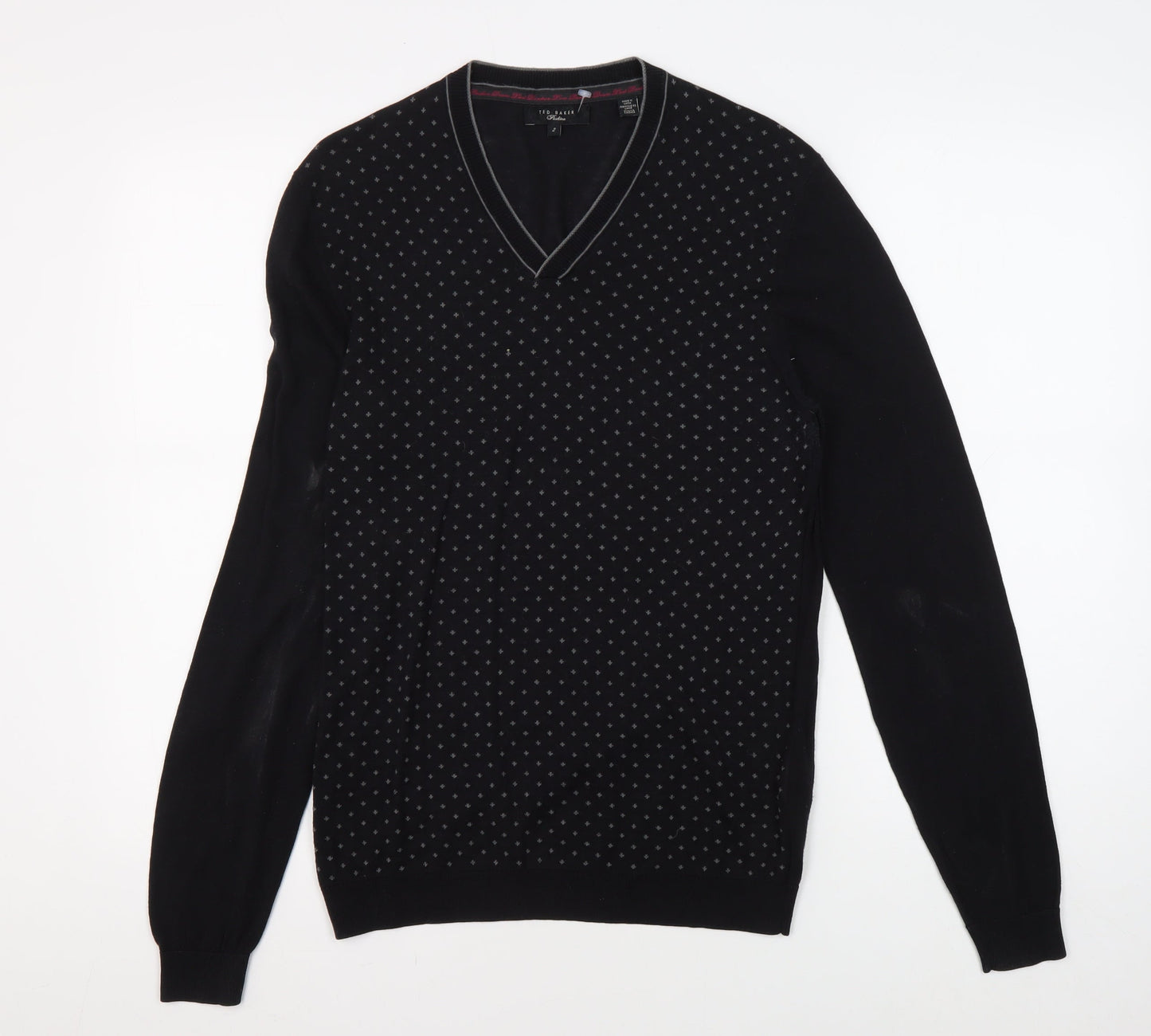Ted Baker Men's Black V-Neck Studded Pullover, M