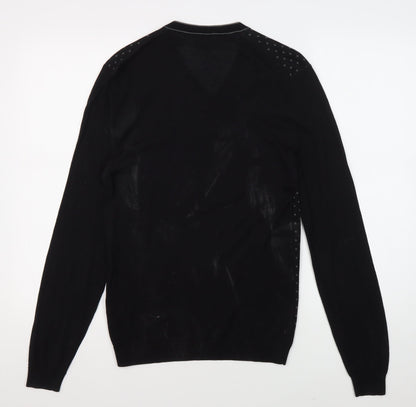 Ted Baker Men's Black V-Neck Studded Pullover, M