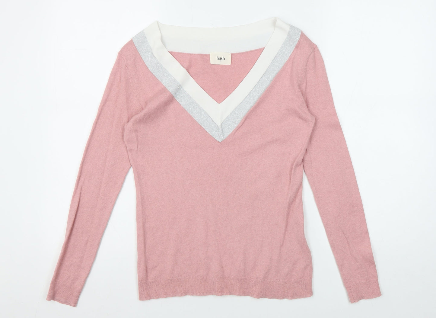 Hush Women's Pink XS V-Neck Long Sleeve Casual Blouse