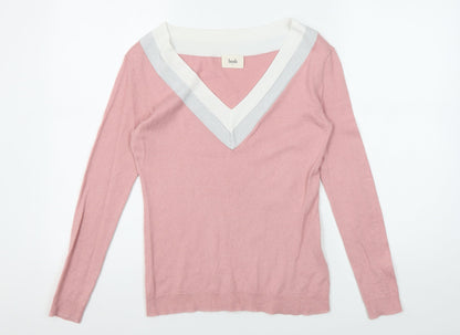 Hush Women's Pink XS V-Neck Long Sleeve Casual Blouse