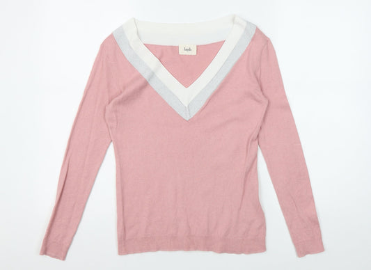 Hush Women's Pink XS V-Neck Long Sleeve Casual Blouse