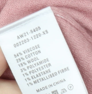 Hush Women's Pink XS V-Neck Long Sleeve Casual Blouse