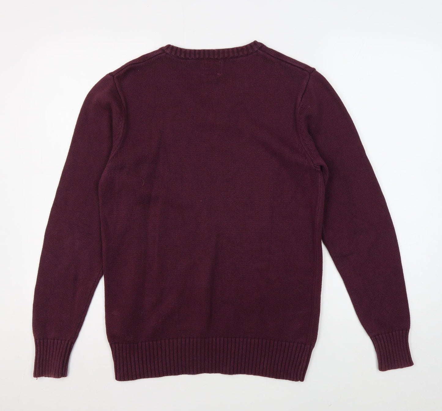 Firetrap Men's Red V-Neck Cotton Pullover Jumper S