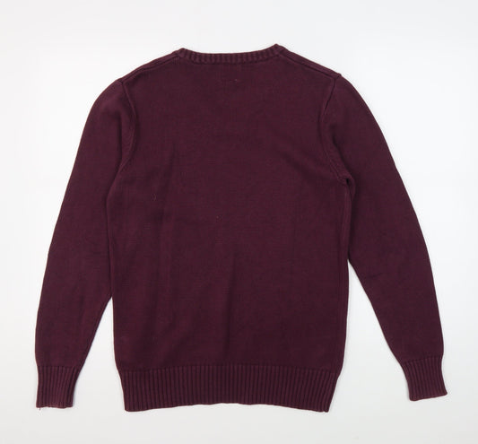 Firetrap Men's Red V-Neck Cotton Pullover Jumper S