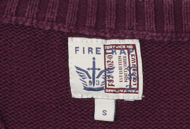 Firetrap Men's Red V-Neck Cotton Pullover Jumper S