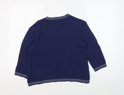 Eastex Women's Blue Striped Jersey Top - Size 12, 3/4 Sleeve
