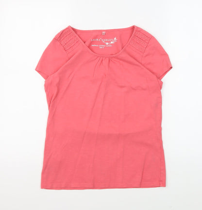 Laura Ashley Women's Pink Cotton T-Shirt Size 10